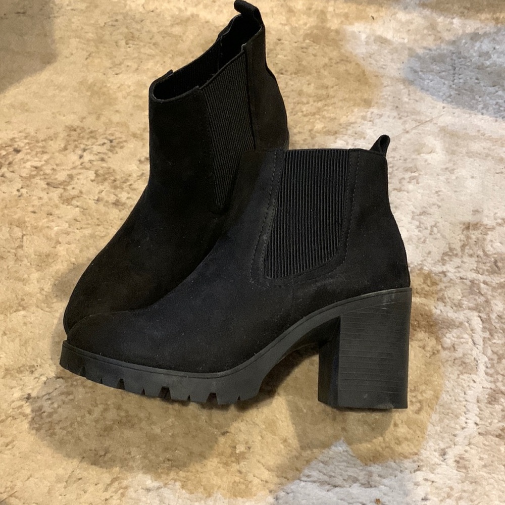 Black Suede Heeled Booties
